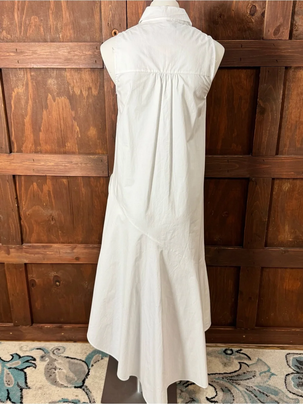 Anthropologie White Sleeveless Button-Front High-Low Dress - Picture 2 of 7